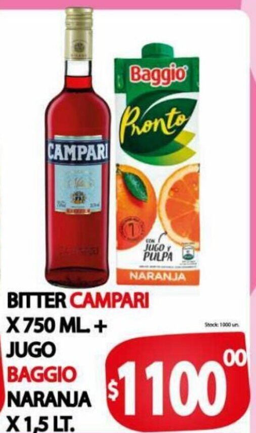 Bitter Campari X Ml Jugo Baggio Naranja X Lt Oferta En