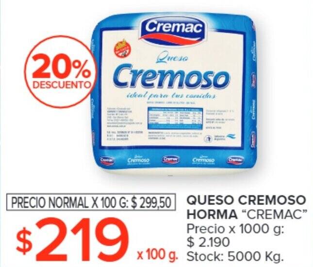 QUESO CREMOSO HORMA CREMAC X 100 G Oferta En Carrefour