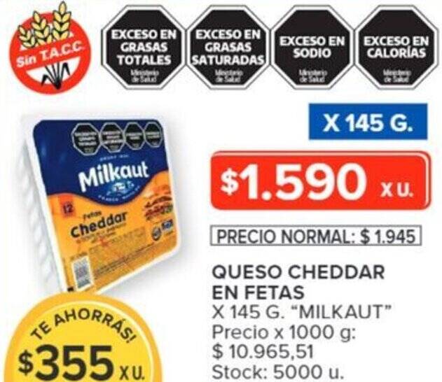 QUESO CHEDDAR EN FETAS X 145G Oferta En Carrefour