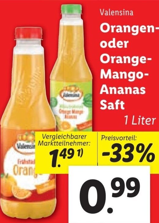 Orangen Oder Orange Mango Ananas Saft Angebot Bei Lidl