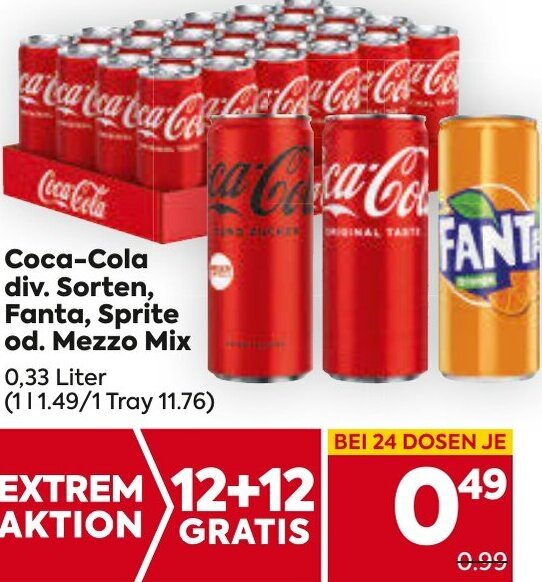 Coca Cola Fanta Sprite Od Mezzo Mix 0 33 Liter Angebot Bei Billa