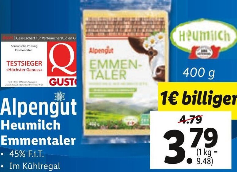 Alpengut Heumilch Emmentaler G Angebot Bei Lidl