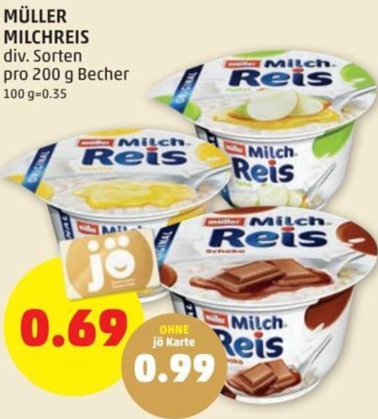 Müller Milchreis 200 g Angebot bei PENNY