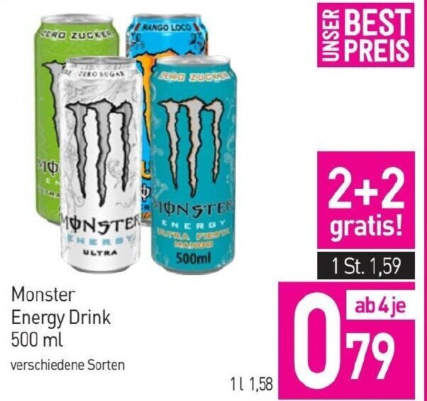 Monster Energy Drink 500 ml verschiedene Sorten Angebot bei Sutterlüty