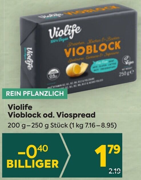 Violife Vioblock od Viospread 200 g 250 g Stück Angebot bei Billa