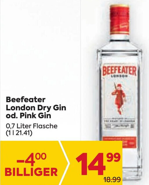 Beefeater London Dry Gin Od Pink Gin Liter Flasche Angebot Bei Billa