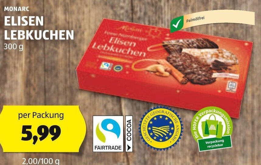 Monarc Elisen Lebkuchen G Angebot Bei Hofer