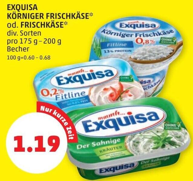 EXQUISA KÖRNIGER FRISCHKÄSE Angebot bei PENNY