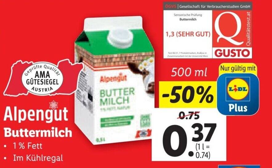 Alpengut Buttermilch Angebot Bei Lidl