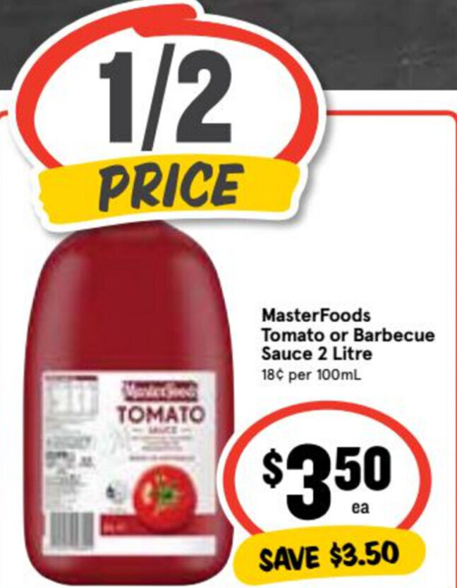 MasterFoods Tomato Or Barbecue Sauce 2 Litre Offer At Ritchies