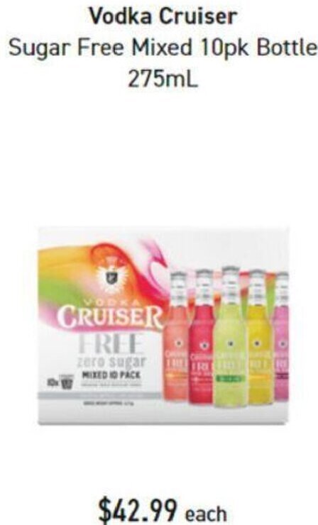 Vodka Cruiser Sugar Free Mixed Pk Bottle Ml Offer At Dan Murphy S