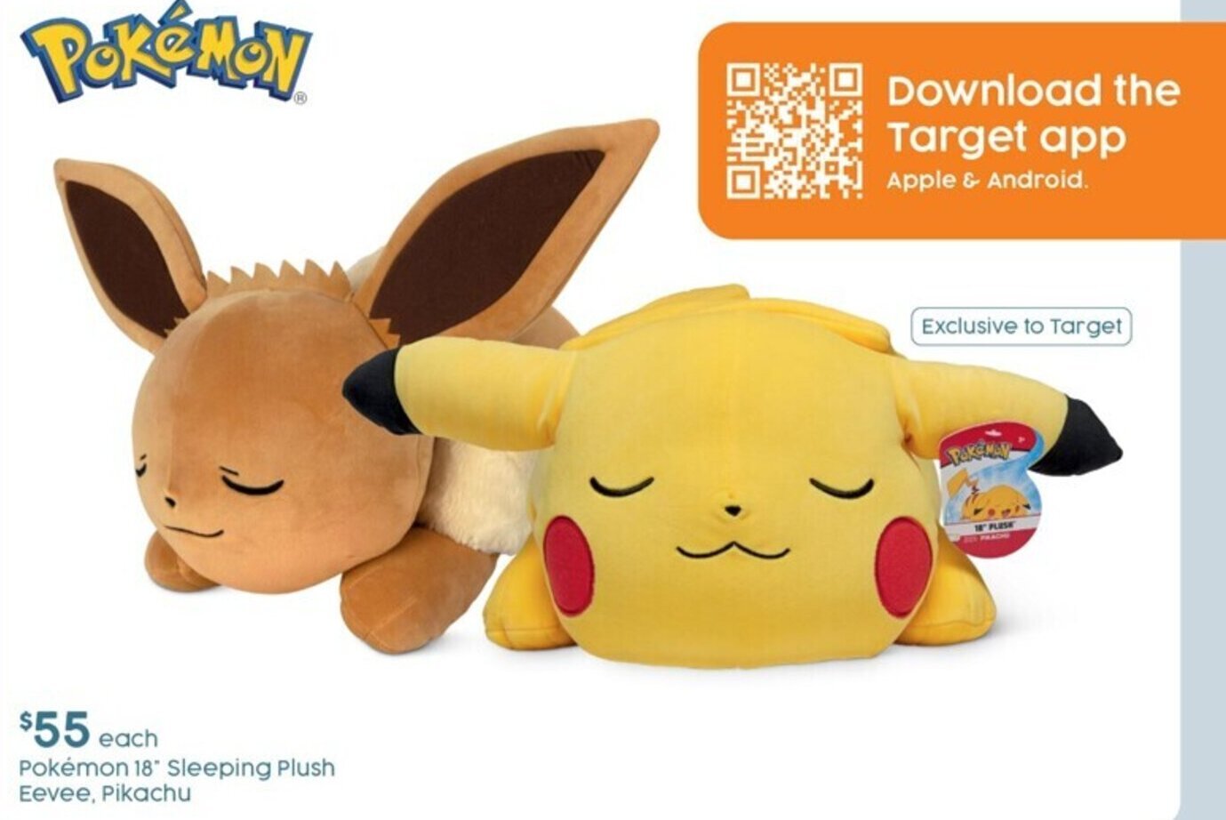 Pokémon 18 Sleeping Plush Eevee Pikachu offer at Target