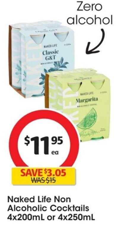 Naked Life Non Alcoholic Cocktails 4x200 Ml Or 4x250 Ml Offer At Coles