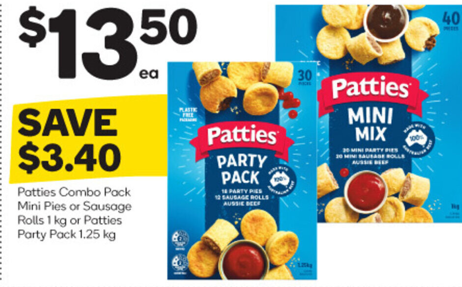 Patties Combo Pack Mini Pies Or Sausage Rolls 1 Kg Or Patties Party