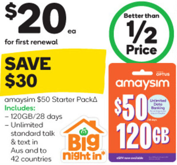 Amaysim 50 Starter Pack Offer At Woolworths