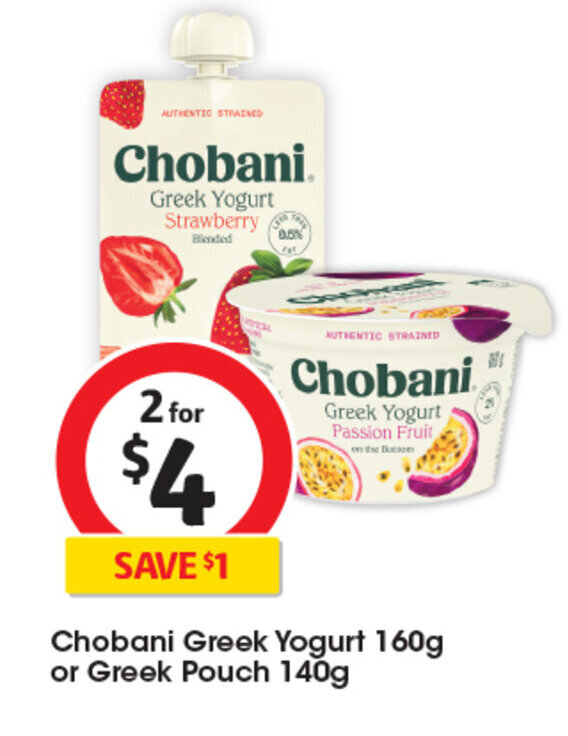 Chobani Greek Yogurt 160g Or Greek Pouch 140g Offer At Coles