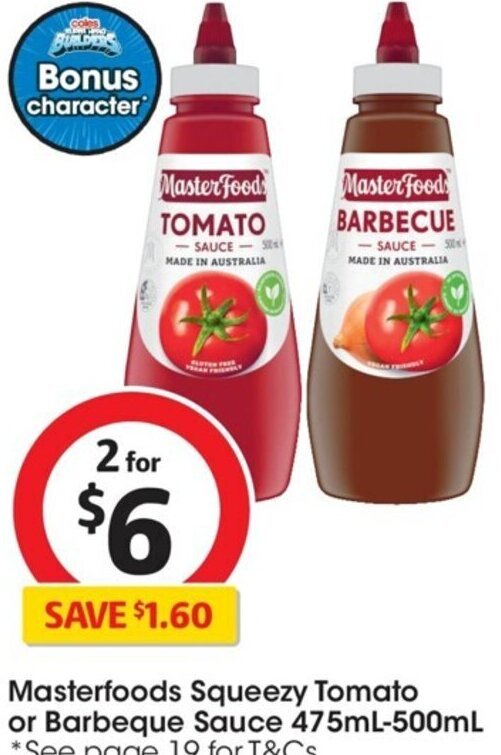 Masterfoods Squeezy Tomato Or Barbeque Sauce 475mL 500mL Offer At Coles