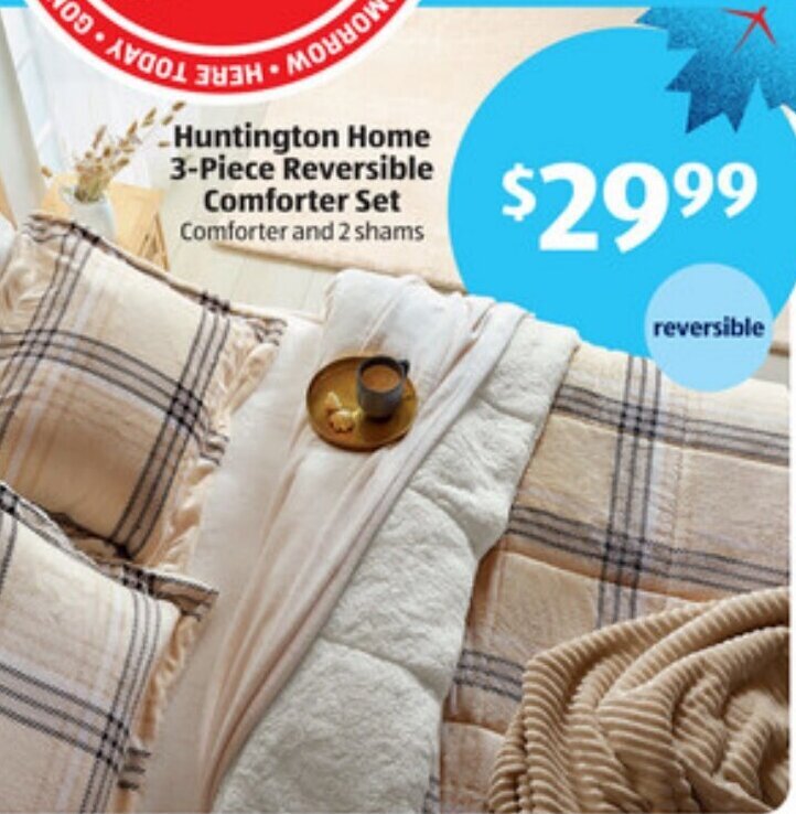 Huntington Home 3 Piece Reversible Comforter Set Offer At ALDI