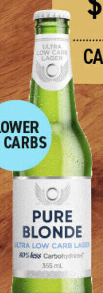 PURE BLONDE ULTRA LOW CARB LAGER 355ML BOTTLES Offer At Dan Murphy S