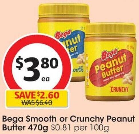 Bega Smooth Or Crunchy Peanut Butter G Offer At Coles