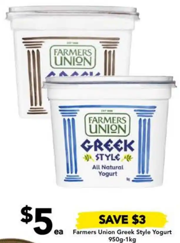 Farmers Union Greek Style Yogurt 950g 1kg Offer At Drakes