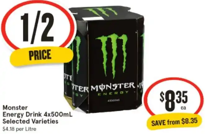 Monster Energy Drink 4x500mL Selected Varieties Offer At IGA