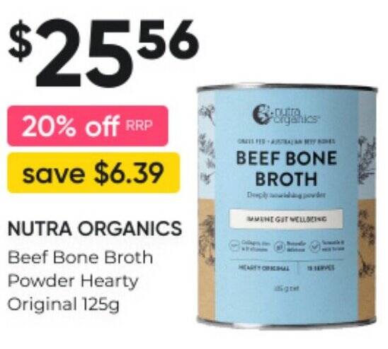 NUTRA ORGANICS Beef Bone Broth Powder Hearty Original 125g Offer At BIG W