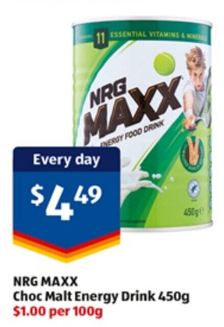 Nrg Maxx Choc Malt Energy Drink G Offer At Aldi