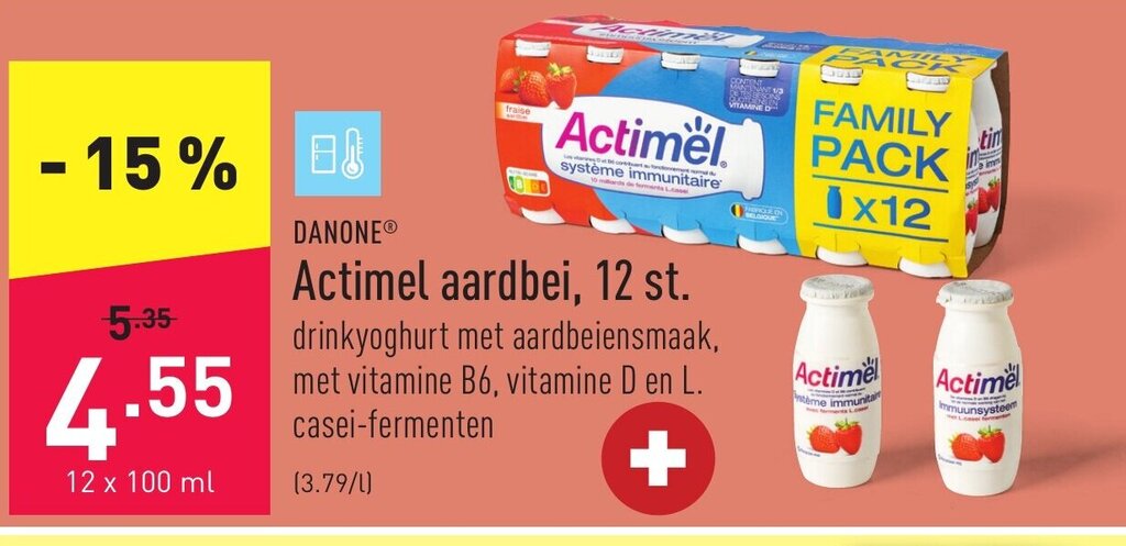 Danone Actimel Aardbei 12 St 12 X 100ml Promotie Bij ALDI