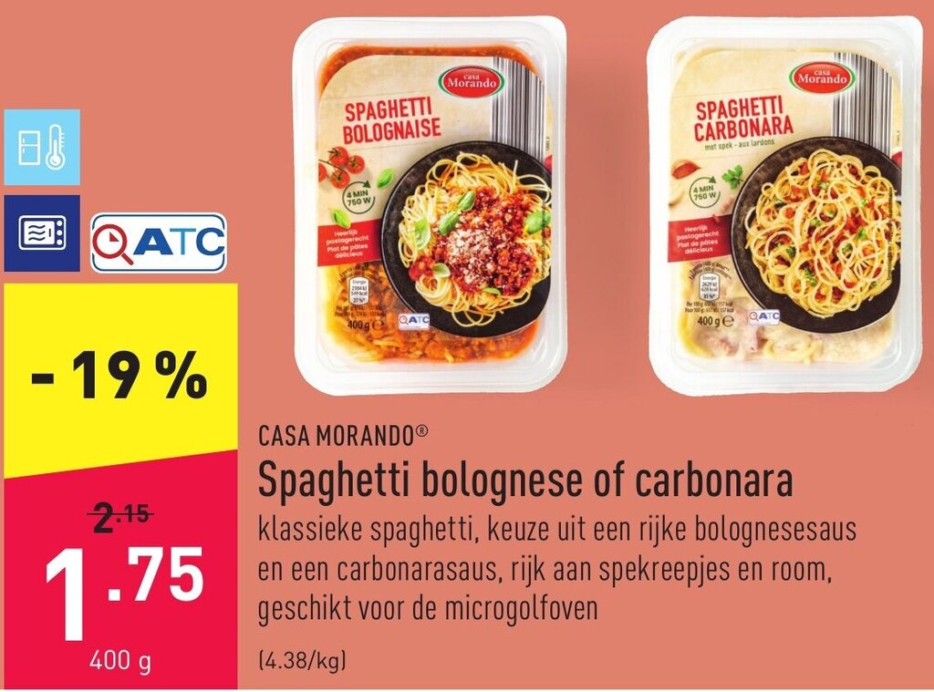 Casa Morando Spaghetti Bolognese Of Carbonara Promotie Bij ALDI