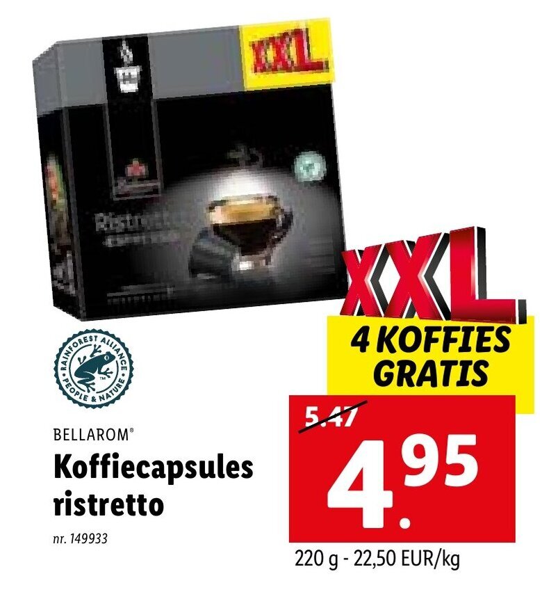 Bellarom Koffiecapsules Ristretto G Koffies Gratis Promotie Bij Lidl