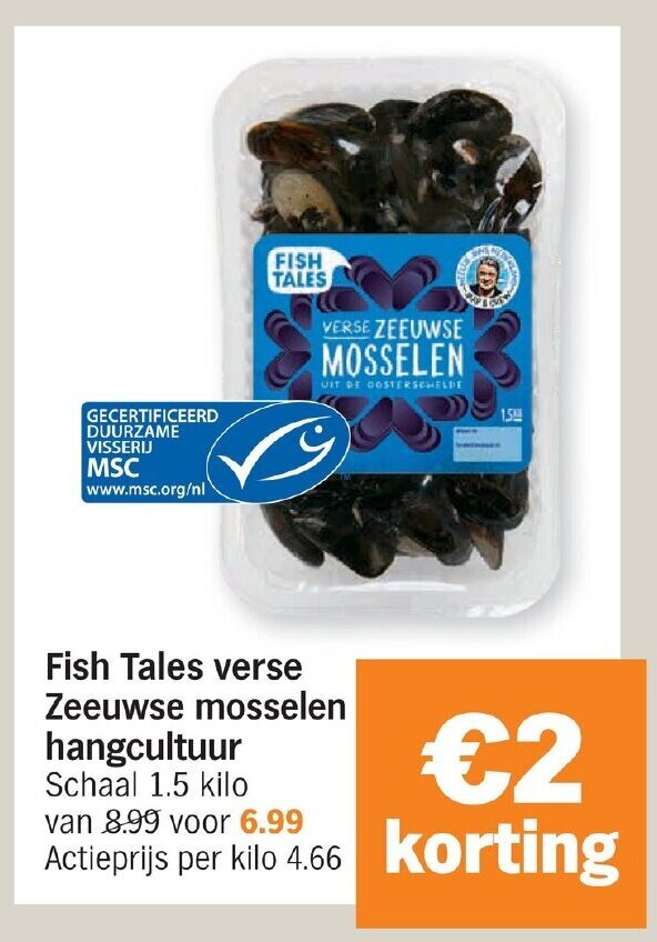 Fish Tales Verse Zeeuwse Mosselen Hangcultuur Schaal Kilo Promotie