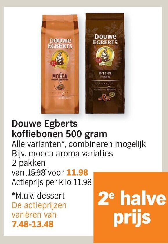 Douwe Egberts Koffiebonen 500 Gram 2 Pakken Promotie Bij Albert Heijn