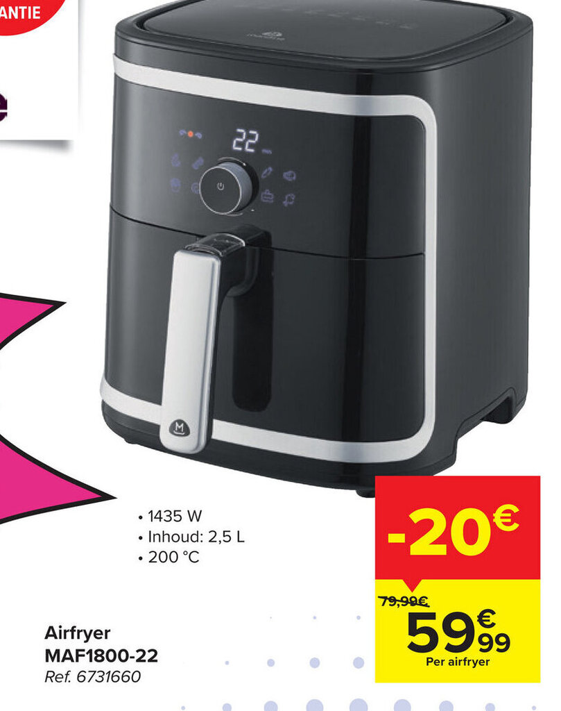 Mandine Airfryer MAF1800 22 Promotie Bij Carrefour