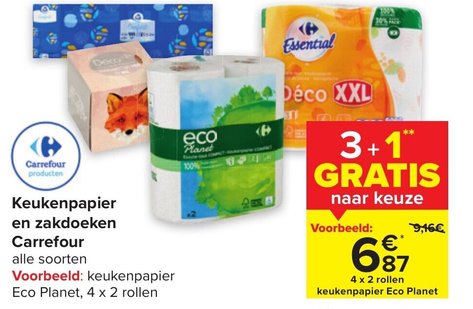 Keukenpapier En Zakdoeken Carrefour Promotie Bij Carrefour