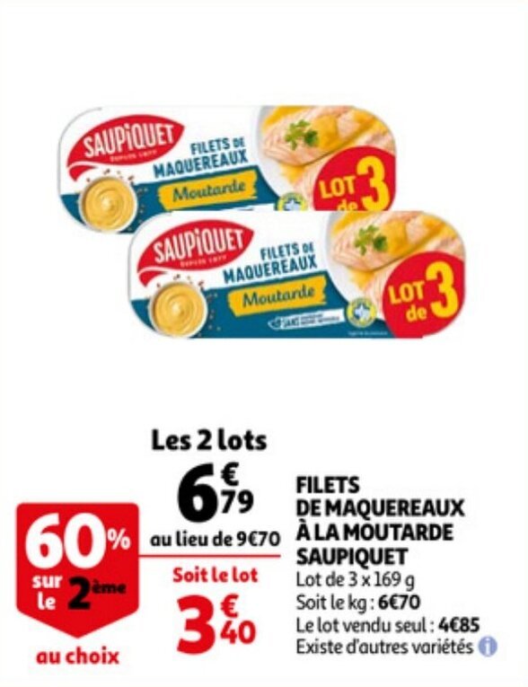 Filets De Maquereaux A La Moutarde Saupiquet 3 X 169g Promotie Bij Auchan