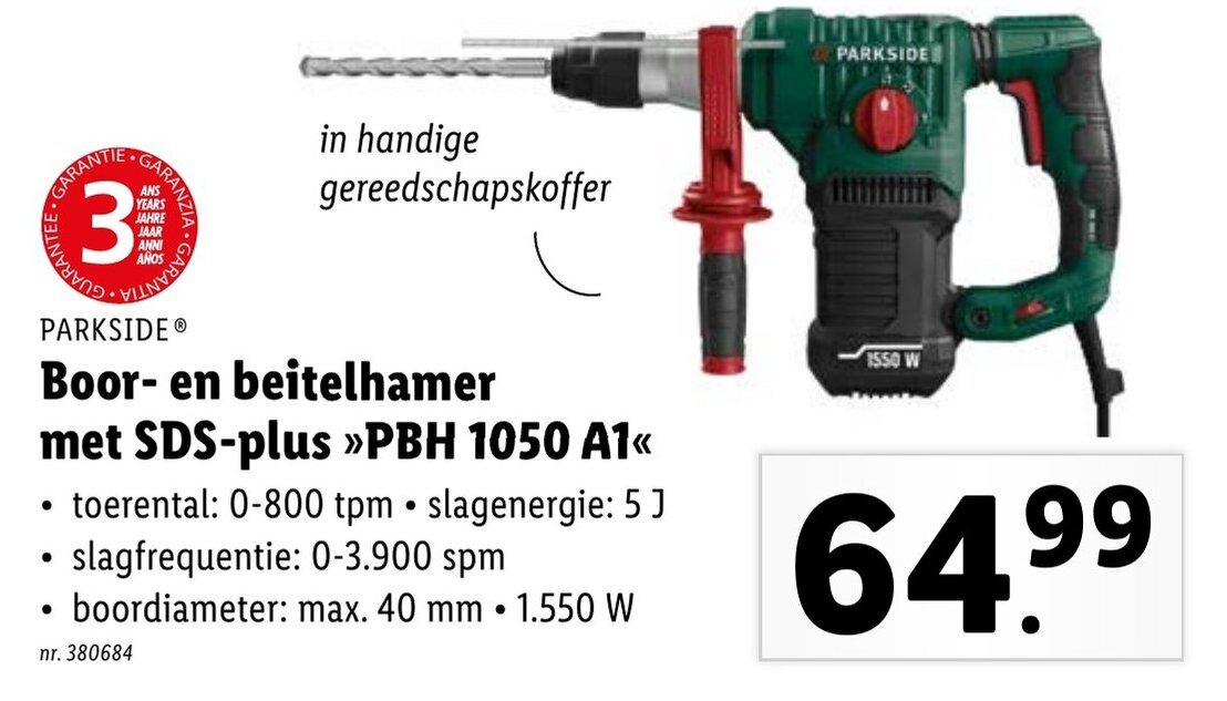 Parkside Boor En Beitelhamer Met Sds Plus Pbh A Promotie Bij Lidl