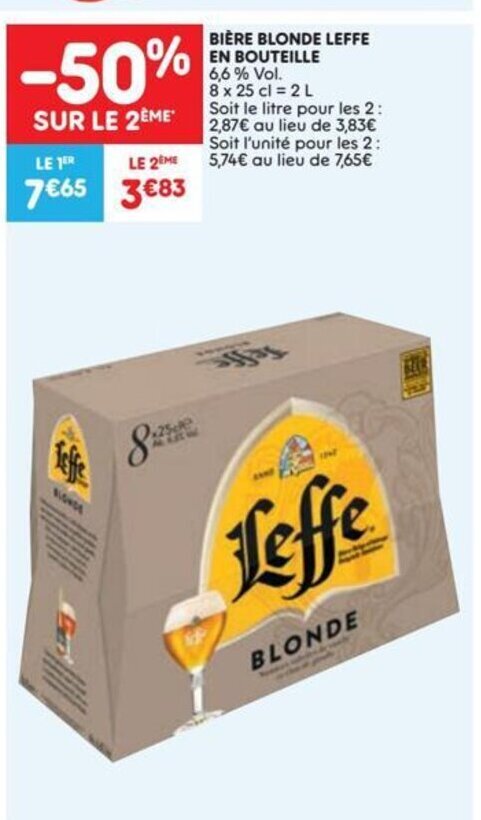 Leffe Biere Blonde En Bouteille X Cl Promotie Bij Leader Price