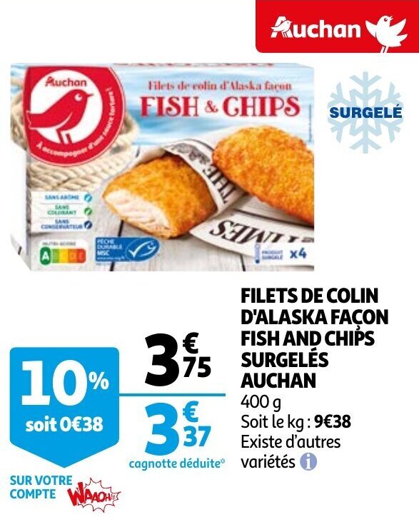 Filets De Colin D Alaska Facon Fish And Chips Surgeles Auchan Promotie