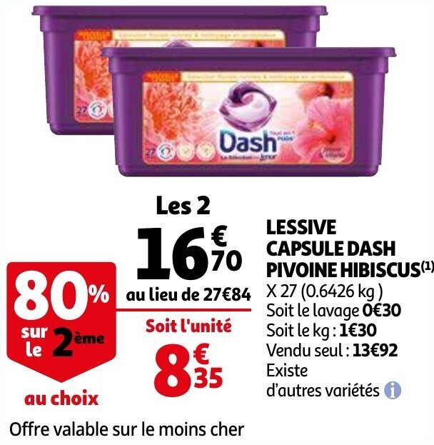 Lessive Capsule Dash Pivoine Hibiscus Promotie Bij Auchan