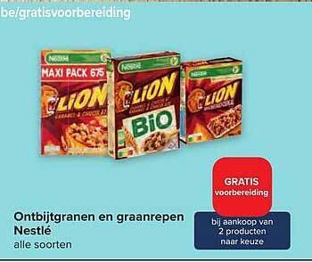 Ontbijtgranen en graanrepen nestlé promotie bij Carrefour