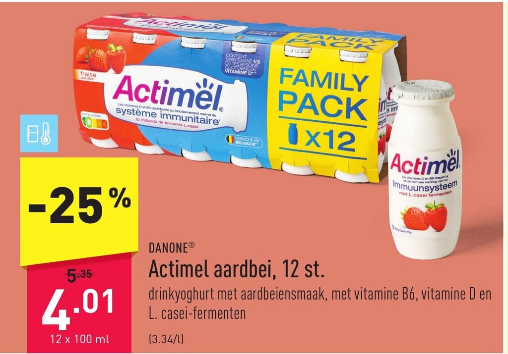 Danone Actimel Aardbei 12 X 100ml Promotie Bij ALDI