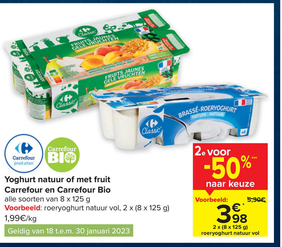 Yoghurt Natuur Of Met Fruit Carrefour En Carrefour Bio Alle Soorten X