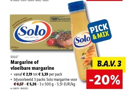 Solo Margarine Of Vloeibare Margarine 3 Packs Nr 08679 1800023