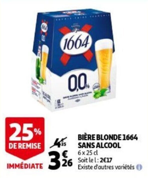 Biere Blonde 1664 Sans Alcool Promotie Bij Auchan