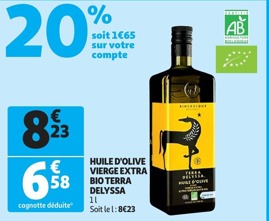 Huile D Olive Vierge Extra Bio Terra Delyssa L Promotie Bij Auchan