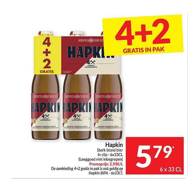 Hapkin sterk blond bier promotie bij Intermarché