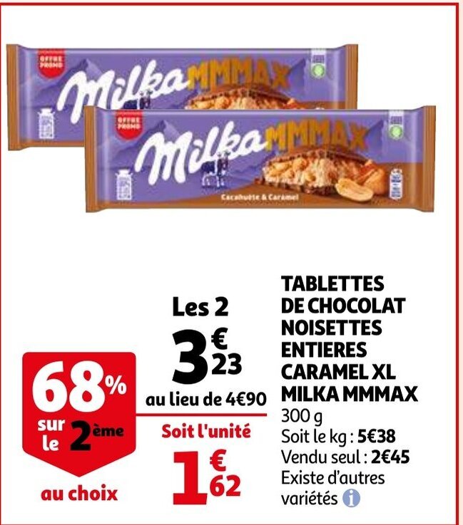 Milka Mmmax Tablettes De Chocolat Noisettes Entieres Caramel Xl G