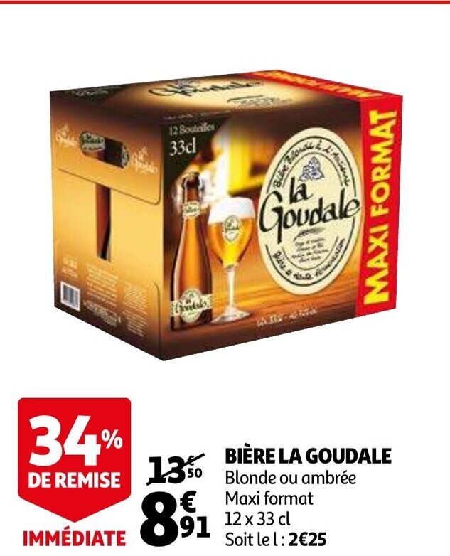 La Goudale Biere Blonde Ou Ambree Maxi Format 12 X 33cl Promotie Bij Auchan