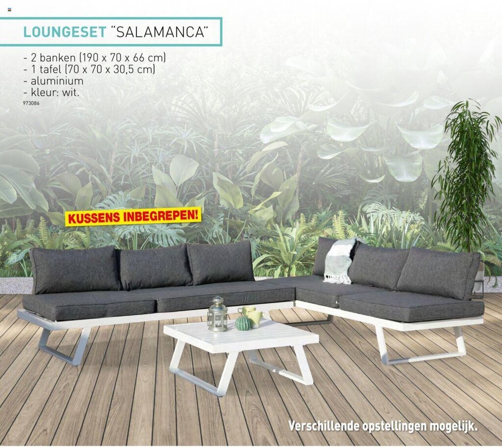 Salamanca Loungeset 2 Banken 1 Tafel Aluminium Kleur Wit